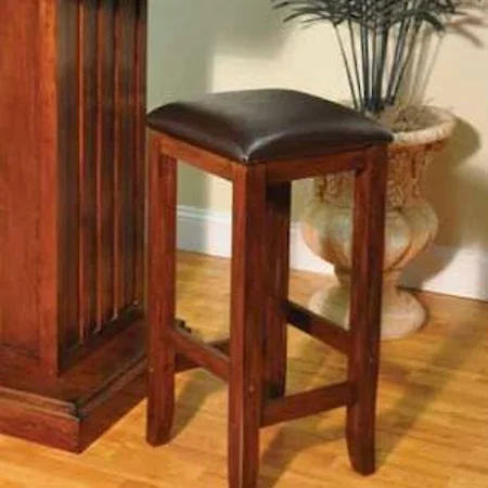 Backless Bar Stool with Brown Vinyl Seating